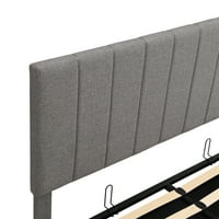 Tenozek Queen Size Sybered Wood Platform Bed с хидравлична система за съхранение, сиво