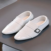 Eloshman Kids Lightweight Chunky Ressing Shoes Танцувайки лъскав нисък топ комфортен плъзгач на танцова обувка бяло 12c