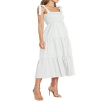 Слънчеви бели рокли за жени без ръкави Ръф