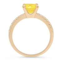 1.71ct кръгла режещ жълт естествен цитрин 18k Жълто злато гравиране изявление Булчинска годишнина Ангажимент Сватбен пръстен размер 8.75