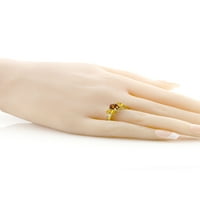 Gem Stone King 18k жълто злато, покрито със сребро червено червено цитрин и жълт цитрин филигран в стил каменен пръстен за жени