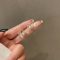 Лъскави кристални нокти Обеци маншет за жени Сребърни игла за уши V1N0
