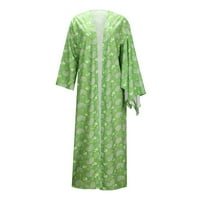 Symoid Womens Coats - Небрежно свободно ежедневно жилетка средна дълга отпечатана версия палто зелено l