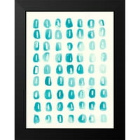 Vess, June Erica Black Modern Framed Museum Art Print, озаглавен - Blue Batik Motif IV