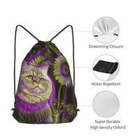 Водоустойчива чанта за фитнес, слънчогледова котка реколта раница за теглене за мъже, s multicolor