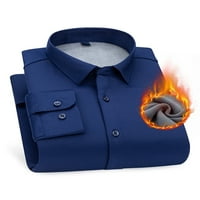 Бутон за мъжки ризи от капрез на върхове блуза с дълъг ръкав блуза ежедневна туника риза ревера врат синьо 40 = l