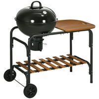 Aibecy Argoal Grill BBQ, Rolling Backyard Barbecue с масата за рязане, дъска за рязане, рафт, колела, вентилационни и черни