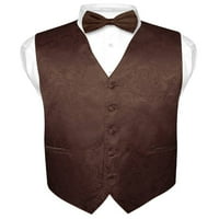 Мъжки Paisley Design Dress Vest & Bow Tie Brown Color Bowtie комплект за костюм или смокинг