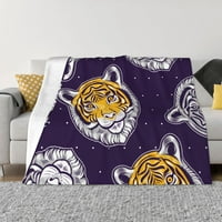 Хвърлете одеяло, тигрови глави лилави печат машина, които се измиват за диван