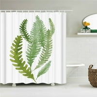 Водоустойчива тъкан за душ завеса за печат прясно зелено растение листа за баня завеси полиестер декорация баня с куки с куки