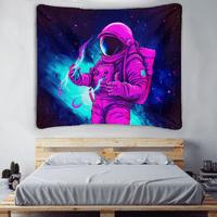 Космически трипилен гоблен астронавт галактика психеделичен гоблен цветен медузи хипи лилаво звезда гоблен стена висяща за тийнейджър човек човек колеж спалня общежитие планета голям гоблен 59.1x