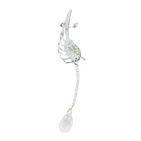 Арчър жени ангелски крило Rhinestone Tassel Dangle Stud Ourring Ear Clip Jewelry Gift