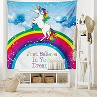 Фентъзи гоблен, сюрреалистично създание на мит преди Rainbow Clouds Star Fantasy Girls, тъкан стена висящ декор за спалня в дневна общежитие, 28 23