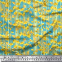 Soimoi Polyester Crepe Fabric Stripe & Buttercup Floral Print Fabric край двора