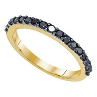 10k жълто злато кръг черен диамантен лента пръстен cttw