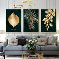 Yache Модерни златни листа платно живопис домашна хола Снимка на плаката за стена декор
