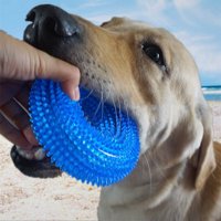 Worallymy Pet Chew Training Training Squeak Ring Ball TPR зъби Моларен звук интерактивна играчка играчка, синя, l
