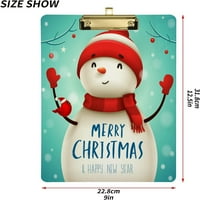 Коледна сладка малка весела снежен човек клипборд твърд борд за кърпи за кърмене и издърпайте за стандартно писмо