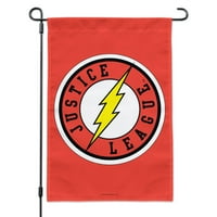 Лига на справедливостта флаш атлетично лого градински двор знаме