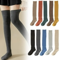 Женски дълги чорапи мека вълна комфорт Зимни чорапи Цветна коляна над B0G0