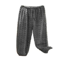 Жени пижама панталони еластични талии за спално облекло твърд цвят pj дъна ежедневни размити панталони за руно зимни топъл салон панталон сиво s