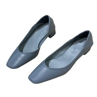 Crocowalk жени с високи токчета кокетни обувки за пета с квадратни пръсти помпи дамско парти леко плъзгане на синьо 6