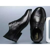 Difumos Мъжки лъскав кръгъл пръст Оксфорд обувки Неселип Бизнес гладки рокли Обувки Черно 43