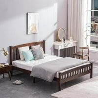 Модерен прост домашен декор капачка вертикално ивица рамка за легло класически солидна борова дървесна платформа за легло тапицирано легло за вътрешна спалня оре