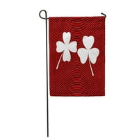 Две детелина листа quaterfoil quatrefoil бяло на червено и черен радиален модел като градински флаг декоративен флаг банер банер