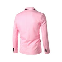 Cacommark Pi Men's Coats and Jackets Clearance Мъжки Англия Твърди цвят висококачествен ежедневен единичен костюм розов розов