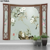 Пейзаж Големи гоблен пауни Горски китайски стил мастило за рисуване планина вода хипи стена висящи гоблени спалня одеяло