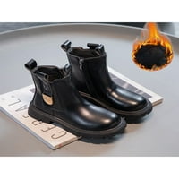 Difumos unis kids неплъзгащи се кръгли пръсти кожени обувки комфорт страничен цип Zipper Chelsea Boot School Waterproof Boots Boots Black 8C