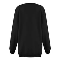 Ризи с дълъг ръкав за жени, жени ежедневни отпечатани кръгли шия свободни пуловери с дълъг ръкав върхове Chmora