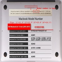 Kaishek Hard Case само съвместим Old MacBook Air S + Черен капак на клавиатурата Модел A A1466, No USB-C Plants Series 0479