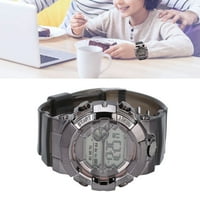 Цифров много функционален часовник, стилен външен вид на мека каишка? Гледайте леко за студенти за домашно черно сребро