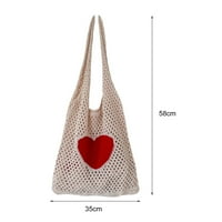 Hesroicy Women's Crochet Heart Patterm Patter Ramge - Голяма реколта чанта от тота за употреба на открито