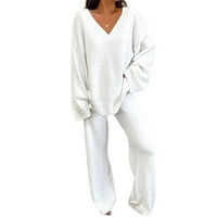 Женските ежедневни пижами комплекти размити топли тоалети от рузел за домашно облекло ежедневно облекло бяло бяло
