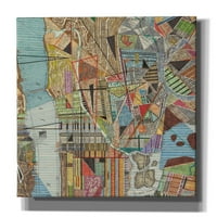 EPIC Graffiti 'Модерна карта на Ню Йорк I' от Ники Галапон, Canvas Wall Art, 18 x26