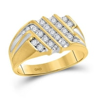 10K жълто злато кръгло диамантена ивица клъстер лента пръстен cttw