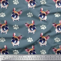 Soimoi памучна фланелка Fabric Boston Terrier Dog Print Fabric край двора