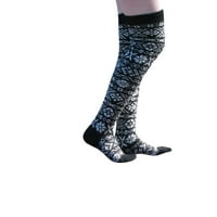 Коледни чорапи за жени снежинка с дължина на коляното плетени чорапи отпечатани дебели топли чорапи