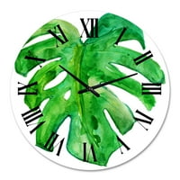 Art DesignArt „Тропически лист на Monstera I“ Стенски часовник на ферма. Широк в. Високо