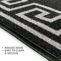 Runner килим за коридор Гръцки ключ за печат Черен сребърен цвят или широк от ваша дължина Избор на устойчив устойчив каучук подложка устойчива купчина стълбище бегач