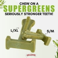 Bullibone Green Superbrush: зъболекарски кучета играчки за почистване на зъби лесно задържане на кучета четка за зъби - дълготрайни найлонови дъвчащи кости - единични