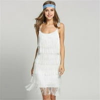 Летни рокли улични модни солидни а-лайн пролетни рокли за пътуване бяло