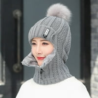 Жени една слаба руска шапка шал шал маска топла зимна плетена шапка дебела черепка ски шапка