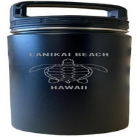Lanikai Beach Hawaii Souvenir Oz гравиран черен изолиран двойна стена от неръждаема стомана бутилка с бутилка с бутилка