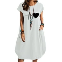 Sayhi Loose Dress Print Loose Pocket рокля Небрежна женска бельо O-деколте с късо ръкав женска рокля плюс рокля за смяна на размер