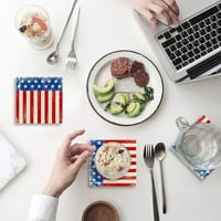 Ретро реколта американски знаме на комплект за напитки, абсорбиращи керамични каменни камъни чаша постелка с коркова основа за домашна кухня стая масичка за масич