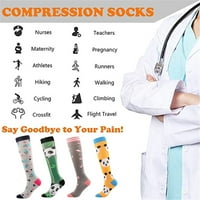 Компресионни чорапи Hg за мъже и жени поддържат чорапи за медицинска сестра, циркулация, езда, футбол, пътуване, черни букви, S m